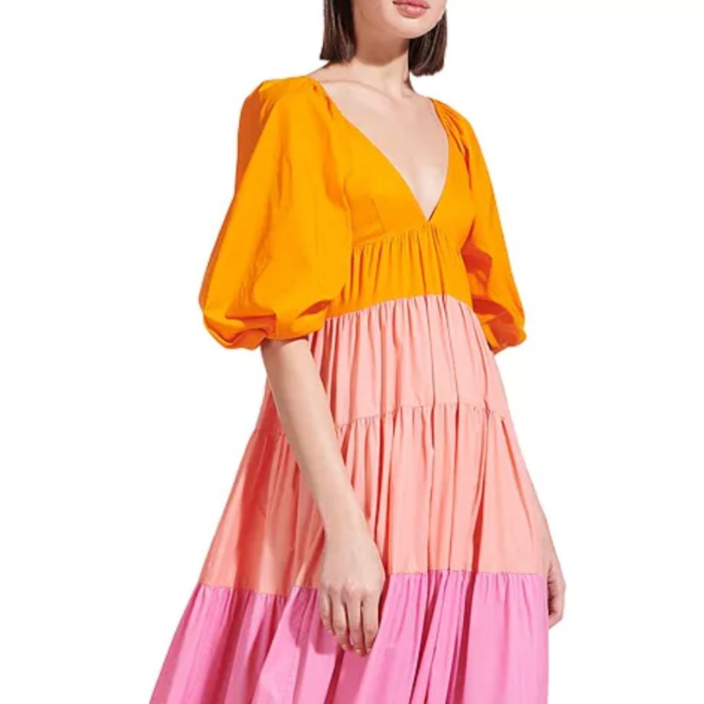 STAUD Meadow Color Blocked Maxi Dress